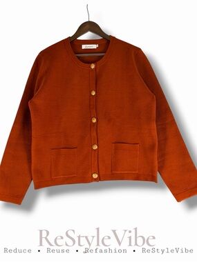 ANRABESS Women’s Size L Sweater Cardigan Crewneck Style Grandma Style Modest